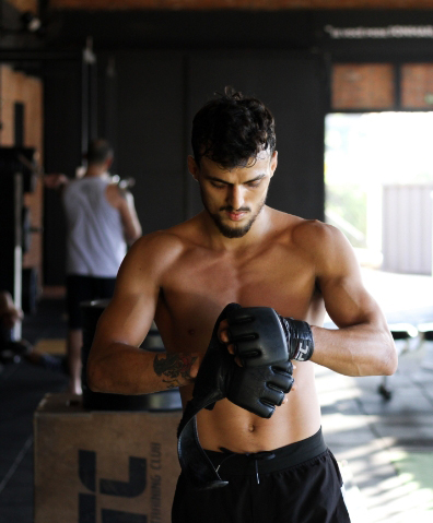 A man engaged in boxing