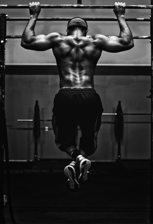 A man pulling himself up
