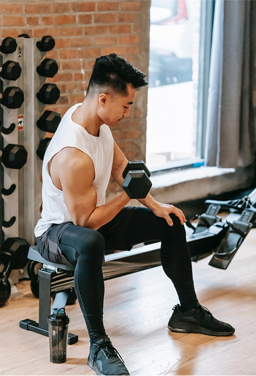 A man with dumbbell